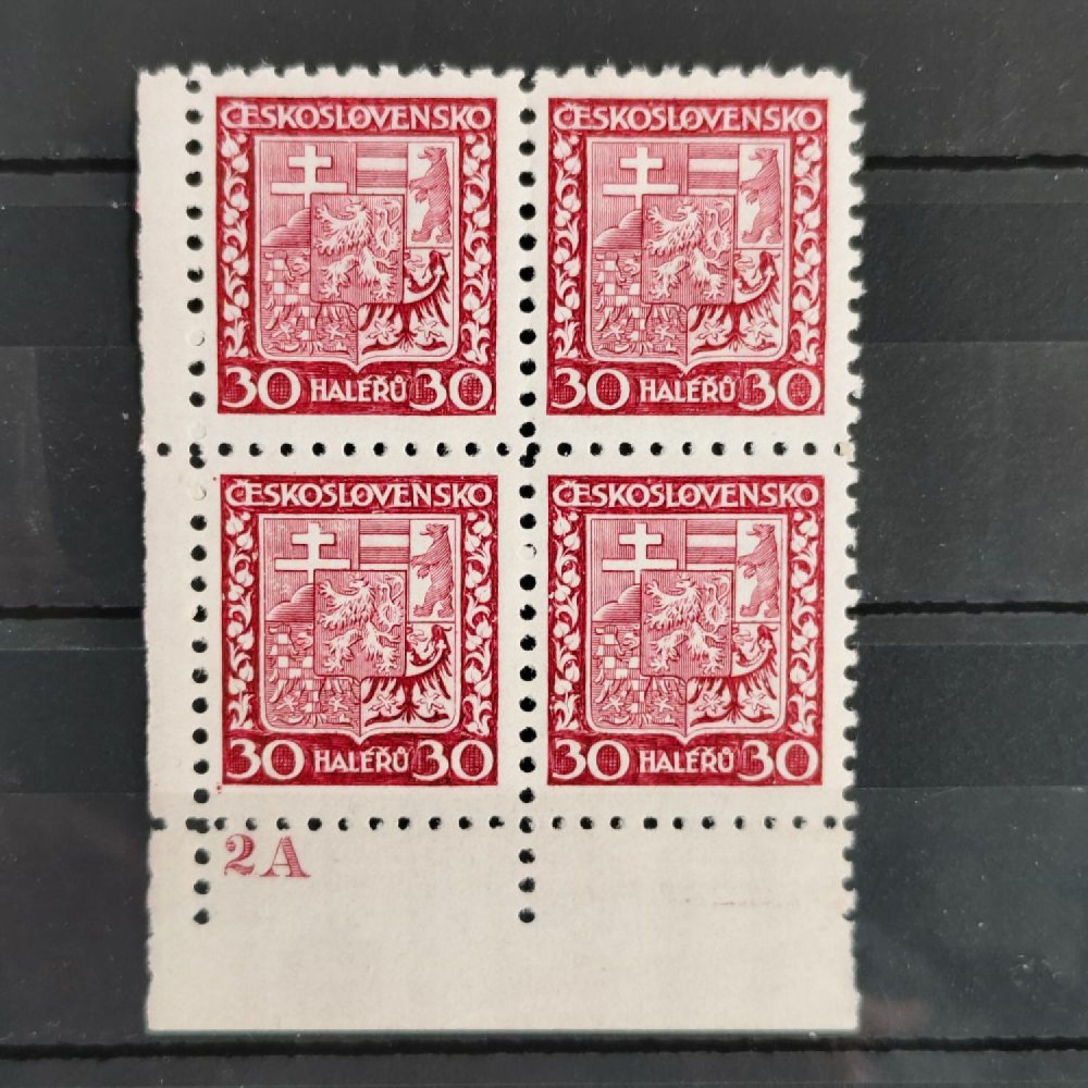 Bloque de cuatro de esquina Checoslovaquia, Pof.252 (Mi. 281), MNH, 30h