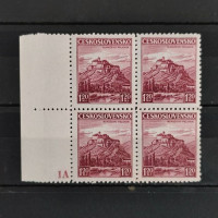 Bloque de cuatro Checoslovaquia, Pof.304 (Mi. 351), MNH, 1,20 Kč