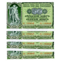Bankovka ČSR, 4x50 Kčs, Pi. 85b, N/UNC, 1953, serie HC, 163846-9 postupka