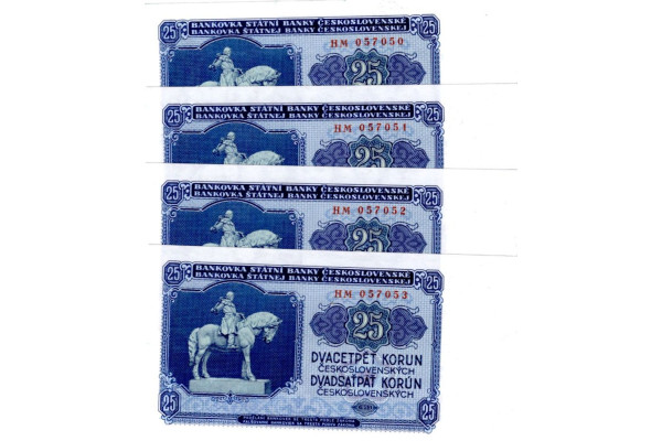 Bankovka ČSR, 4x25 Kčs, Pi. 84b, N/UNC, 1953, serie HM, 057050-3, postupka