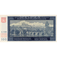 Bankovka Protektorát ČaM, 100 K, Pi. 6s, N/UNC, 1940, serie S.13B, SPECIMEN perforace