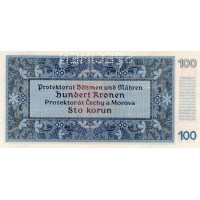 Bankovka Protektorát ČaM, 100 K, Pi. 6s, N/UNC, 1940, serie S.13B, SPECIMEN perforace