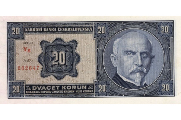 Bankovka ČSR, 20 Kčs, Pi. 21a, N/UNC, serie Yg, 262647