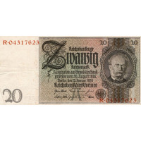 Bankovka , 20 RM, Pi. 181a.9, 1/XF, Německo, 1929, serie R