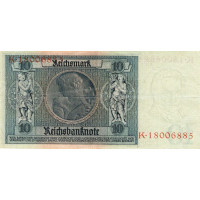 Bankovka , 10 RM, Pi. 180a.2, 1/XF, Německo, 1929, serie K