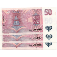 Bankovka ČR, 3x50 Kč, Pi. 17b, N/UNC, serie D51, postupka, vzor 1997