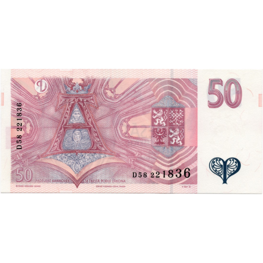 Bankovka ČR, 50 Kč, Pi. 17b, N/UNC, serie D58, vzor 1997