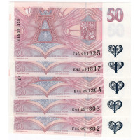 Bankovka ČR, 5x50 Kč, Pi. 17c, N/UNC, serie E45, postupka a 3 blízké hodnoty