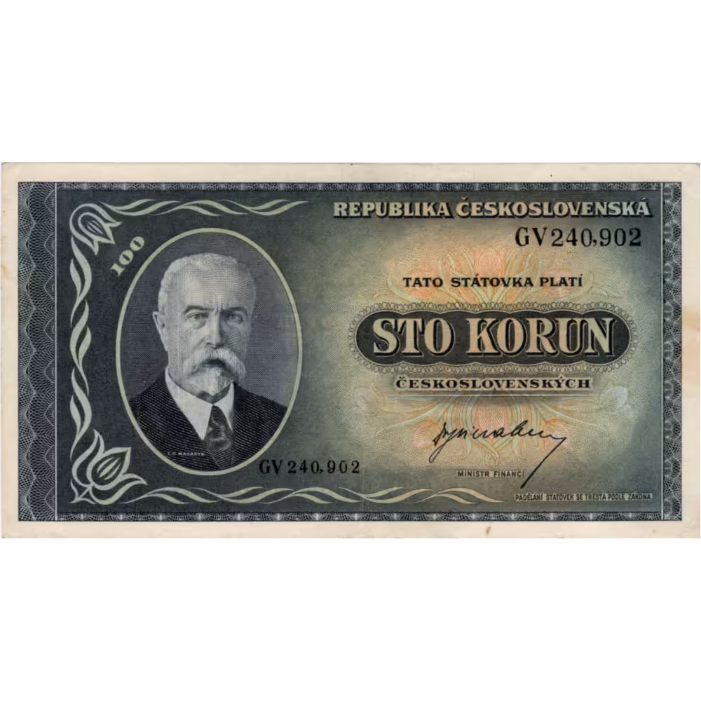 Bankovka ČSR, 100 Kčs, Pi. 63a, 1/XF, serie GV