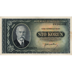Banknote Tschechoslowakei, 100 Kčs, Pi. 63a, 1/XF, serie GV, 240902