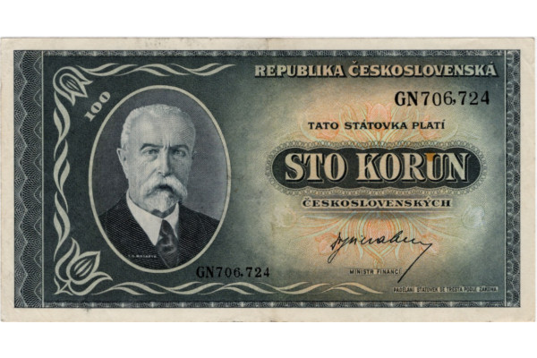 Bankovka ČSR, 100 Kčs, Pi. 63a, 1/XF, Série GN