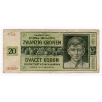 Bankovka Protektorát ČaM, 20 K, Pi. 9a, 5/POOR, série H