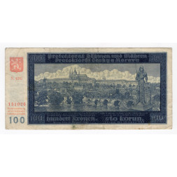 Banknote Protektorat Böhmen und Mähren, 100 K, Pi. 7a, 3/VG, 1940