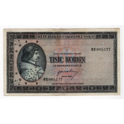 Banknote Tschechoslowakei, 1000 Kčs, Pi. 65a, 2/VF, serie BE, 885177