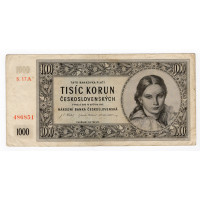 Bankovka ČSR, 1000 Kčs, Pi. 74a, 2/VF, 1945, serie S A, 17