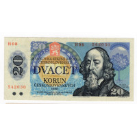 Bankovka ČSR, 20 koruna, Pi. 95b, 0/AU, 1988, serie H, 08