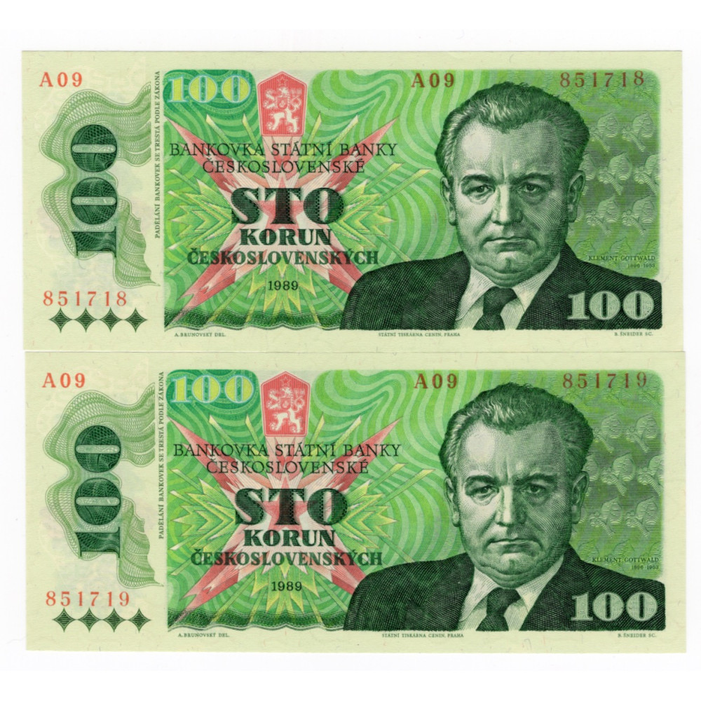 Billete Checoslovaquia, 100 Kčs, Pi. 97, N/UNC, Checoslovaquia, 1989, serie A