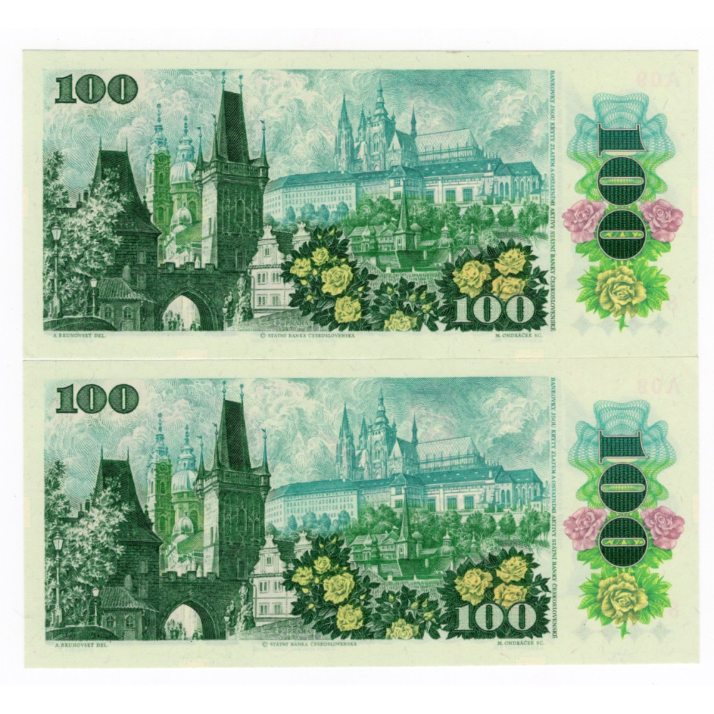 Billete Checoslovaquia, 100 Kčs, Pi. 97, N/UNC, Checoslovaquia, 1989, serie A 1