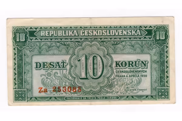 Bankovka ČSR, 10 Kčs, Pi. 69a.2, 1/XF, 1950, serie Za, 253085