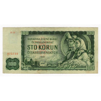 Bankovka ČSR, 100 Kčs, Pi. 91f, 2/VF, 1961, serie R, 075710