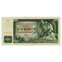 Bankovka ČSR, 100 Kčs, Pi. 91j, 2/VF, 1961, serie X, 66