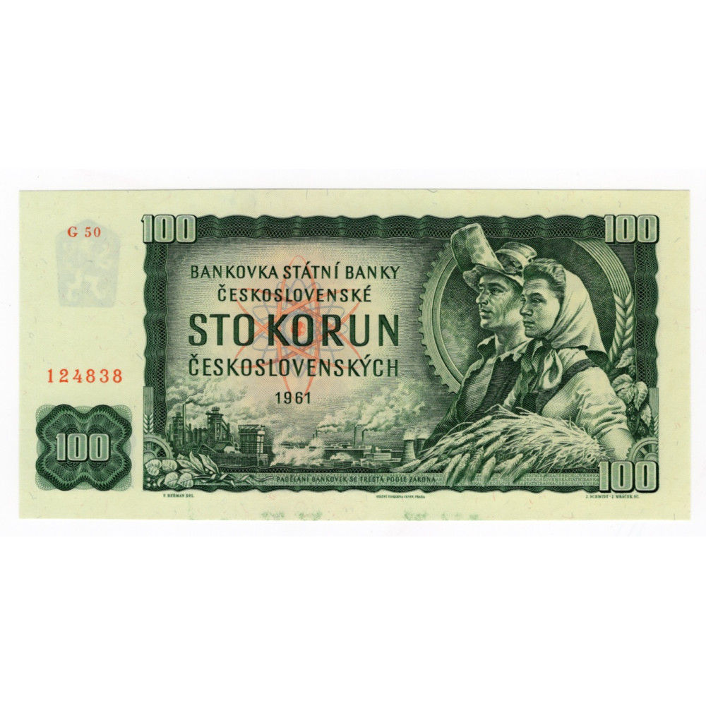 Banknote Tschechoslowakei, 100 Kčs, Pi. 91c, N/UNC, 1961, serie G, 50