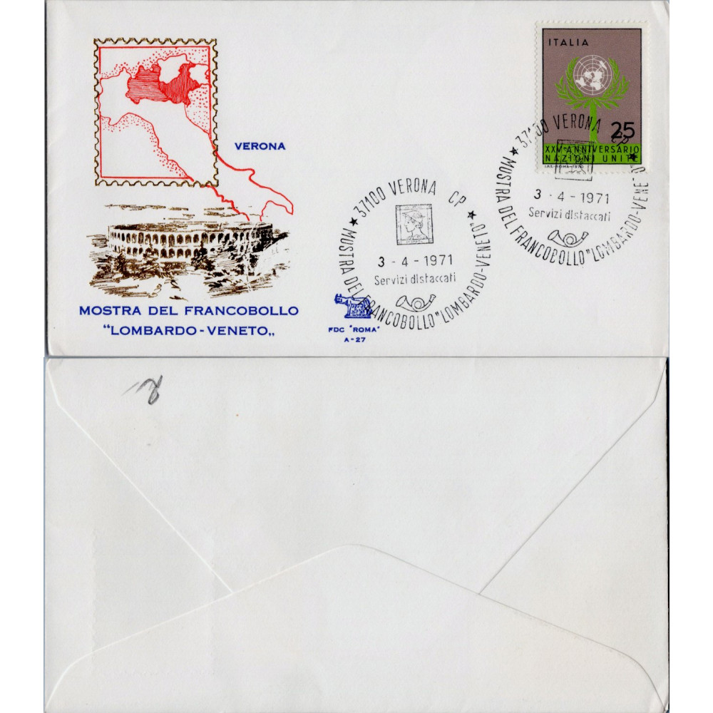FDC Italia, Mi.1319 (SG 1267), Usado #, 25 L