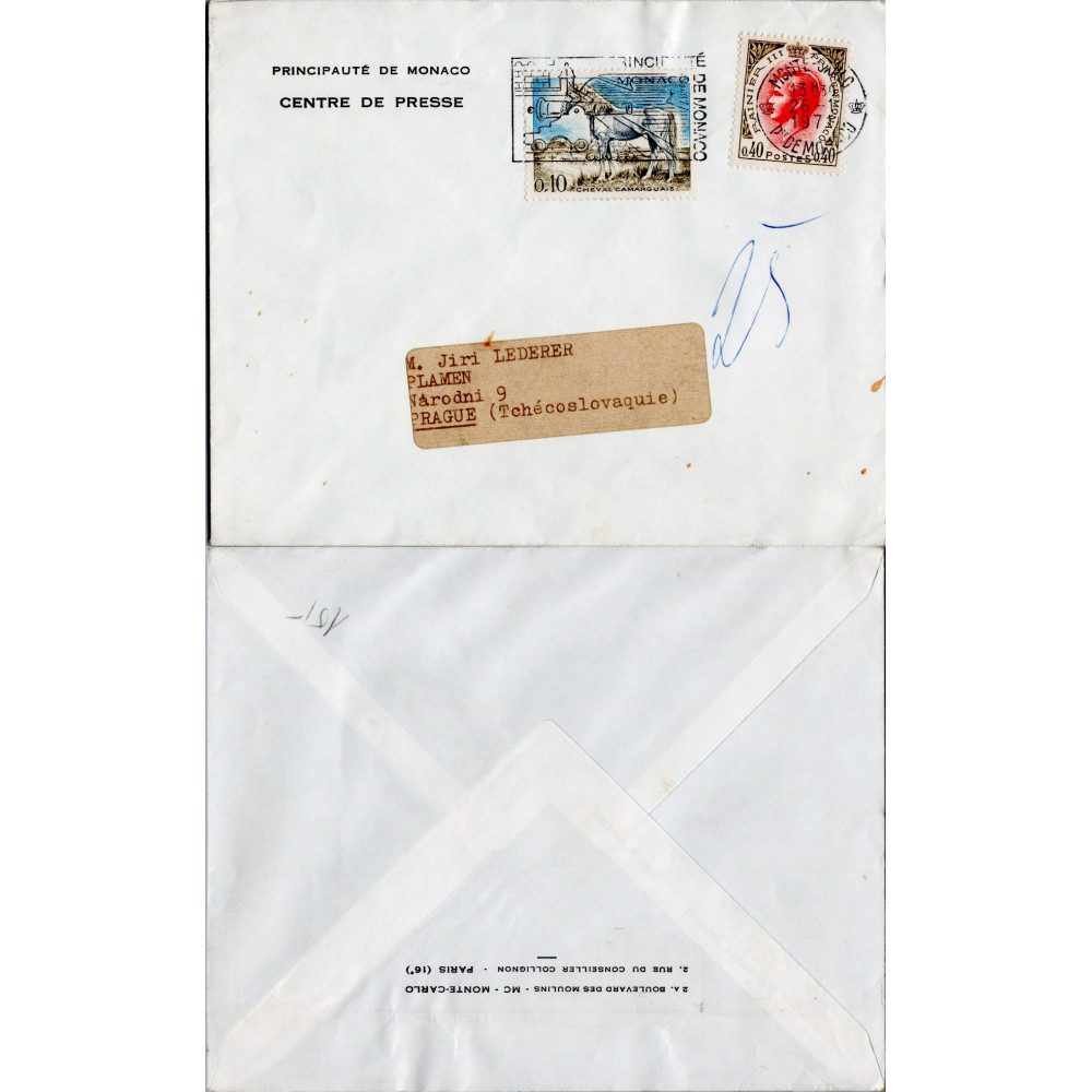 Envelope circulado Países Baixos, Usado #, Mônaco