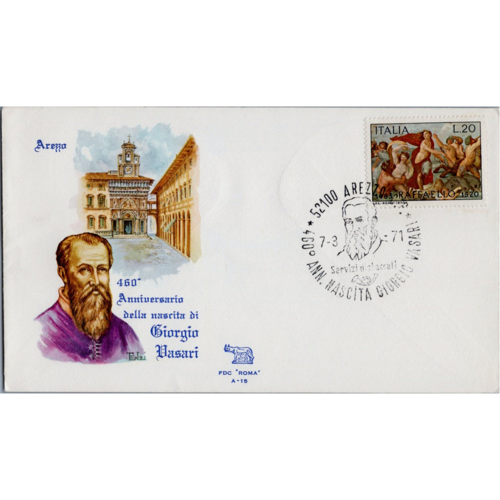 FDC Italia, Mi.1305 (SG 1253), Usado #, 20 L