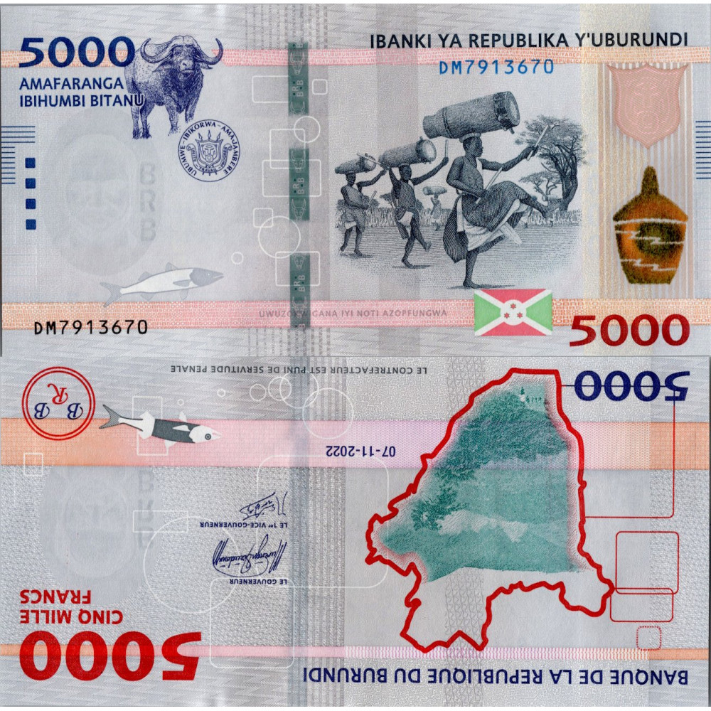 Banknote Burundi, 2022, Serie DM, 5000 Burundian franc, Pi. 53, 0/AU