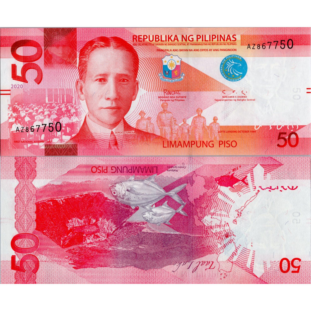 Billete Filipinas, 2020, series AZ, 50 Piso, Pi. 207d.2, N/UNC
