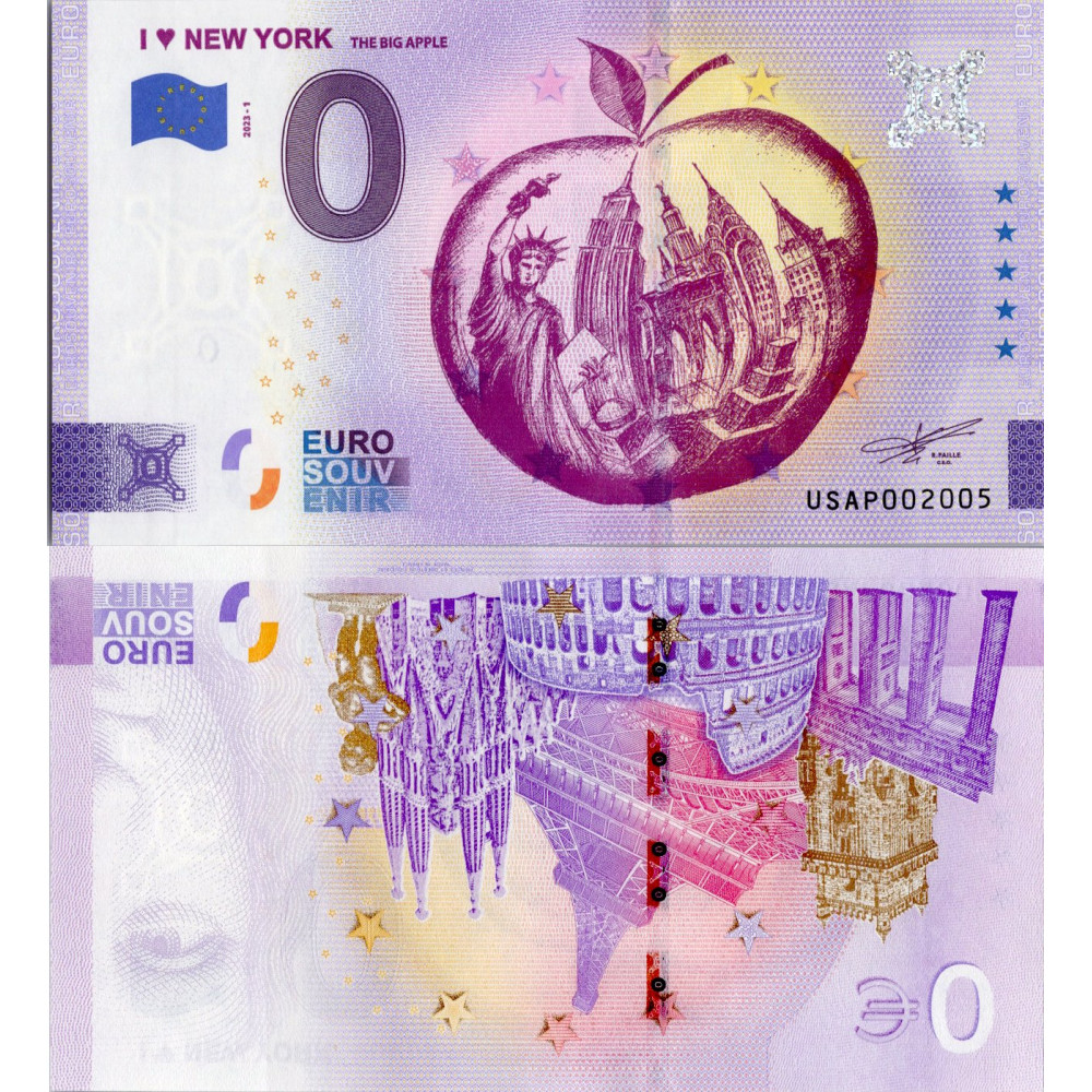 Bankovka 0 EUR, USAP 002005I, N/UNC, 2023, serie USAP, 002005I Bankovka 0 EUR, USAP 002005I, N/UNC, 2023, serie USAP, 002005I