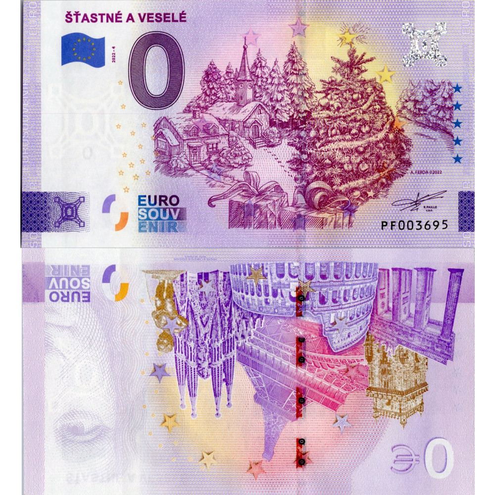Bankovka 0 EUR, PF 003695, N/UNC, 2022, Štastné a Veselé Bankovka 0 EUR, PF 003695, N/UNC, 2022, Štastné a Veselé