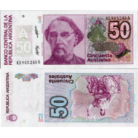 Bankovka Argentina, serie A, 50 Austral, Pi. 326b, N/UNC