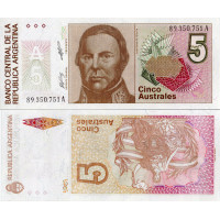 Bankovka Argentina, 5 Austral, Pi. 324b, N/UNC
