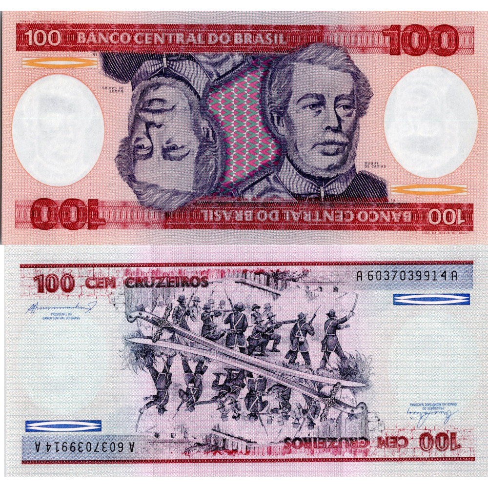 Bankovka Brazílie, serie A, 100 Cruzeiro, Pi. 198b, N/UNC Bankovka Brazílie, serie A, 100 Cruzeiro, Pi. 198b, N/UNC