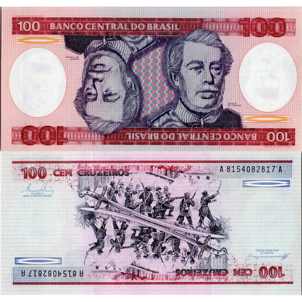 Bankovka Brazílie, serie A, 100 Cruzeiros, Pi. 198b, N/UNC Bankovka Brazílie, serie A, 100 Cruzeiros, Pi. 198b, N/UNC