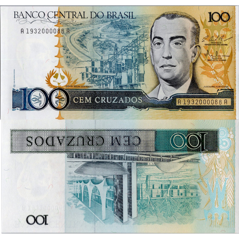 Bankovka Brazílie, serie A, 100 Cruzados, Pi. 211c, N/UNC Bankovka Brazílie, serie A, 100 Cruzados, Pi. 211c, N/UNC