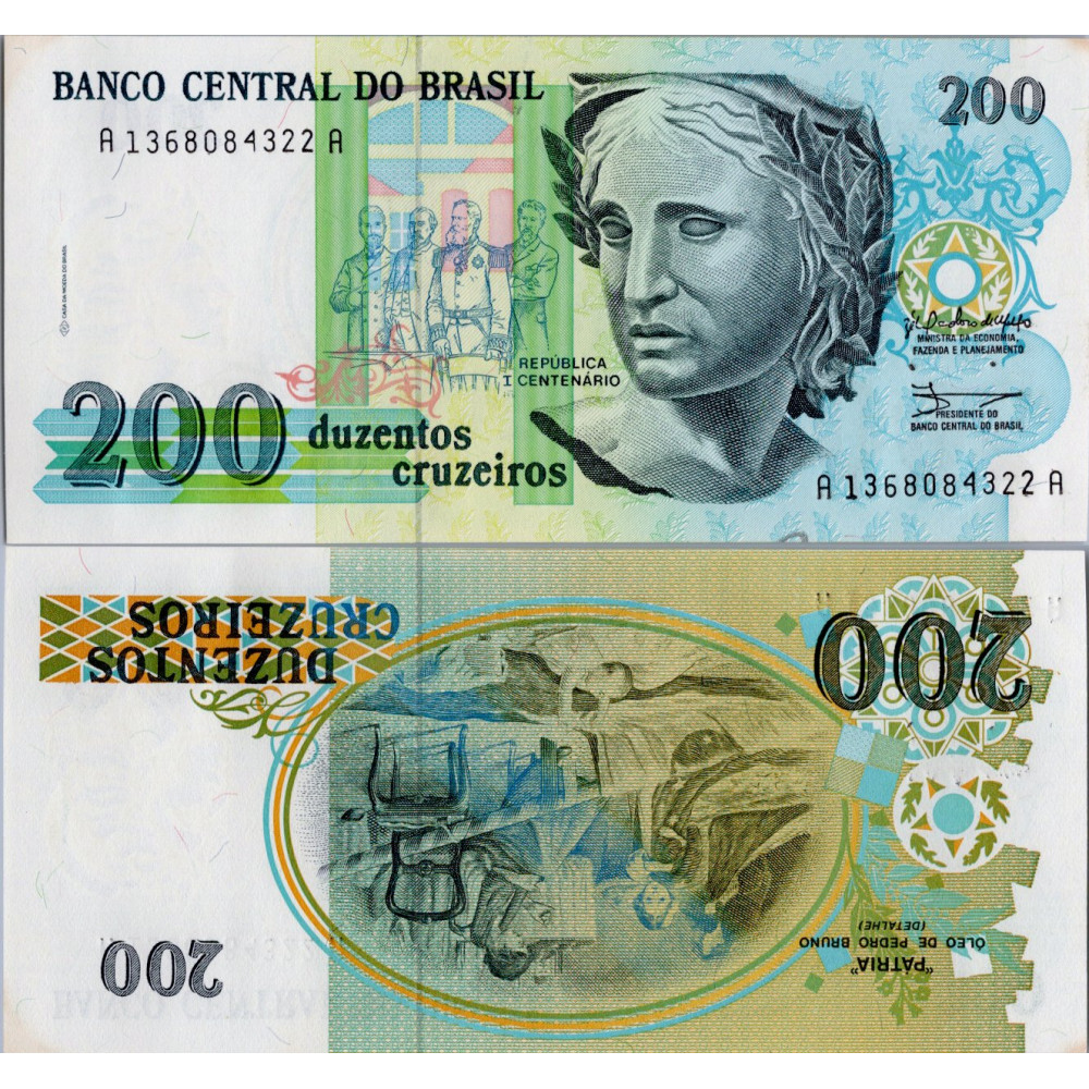 Bankovka Brazílie, A13, 200 cruzeiros, Pi. 229a, N/UNC Bankovka Brazílie, A13, 200 cruzeiros, Pi. 229a, N/UNC