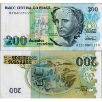 Bankovka Brazílie, A13, 200 cruzeiros, Pi. 229a, N/UNC Bankovka Brazílie, A13, 200 cruzeiros, Pi. 229a, N/UNC