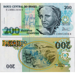 Bankovka Brazílie, A1389013036A, 200 Cruzeiros, Pi. 229a, N/UNC