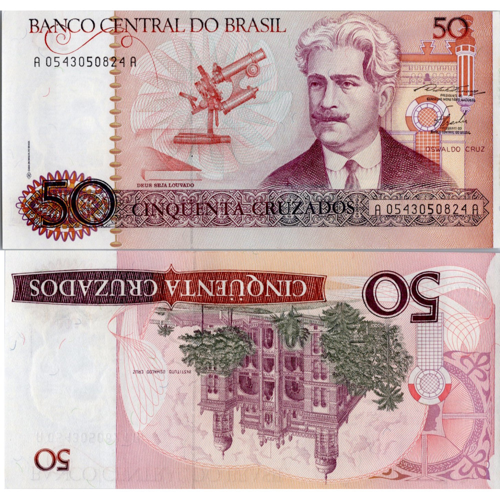 Bankovka Brazílie, 50 Cruzados, Pi. 210a, N/UNC Bankovka Brazílie, 50 Cruzados, Pi. 210a, N/UNC