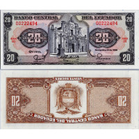 Bankovka Ekvádor, 1988, serie LQ, 20 Sucre, Pi. 121Aa.7, N/UNC
