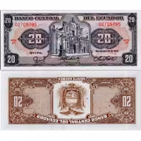 Cédula Equador, 1988, series LR, 20 Sucres, Pi. 121Aa.8, N/UNC