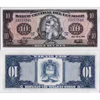 Cédula Equador, 1986, series LM, 10 Sucre, Pi. 121a.3, N/UNC
