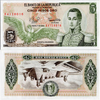 Bankovka Kolumbie, 5 Peso Oro, Pi. 406f.3, N/UNC