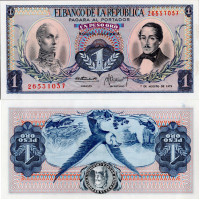 Bankovka Kolumbie, 1973, 1 Peso Oro, Pi. 404e, N/UNC