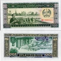 Bankovka Laos, serie NB, 100 kip, Pi. 30a, N/UNC