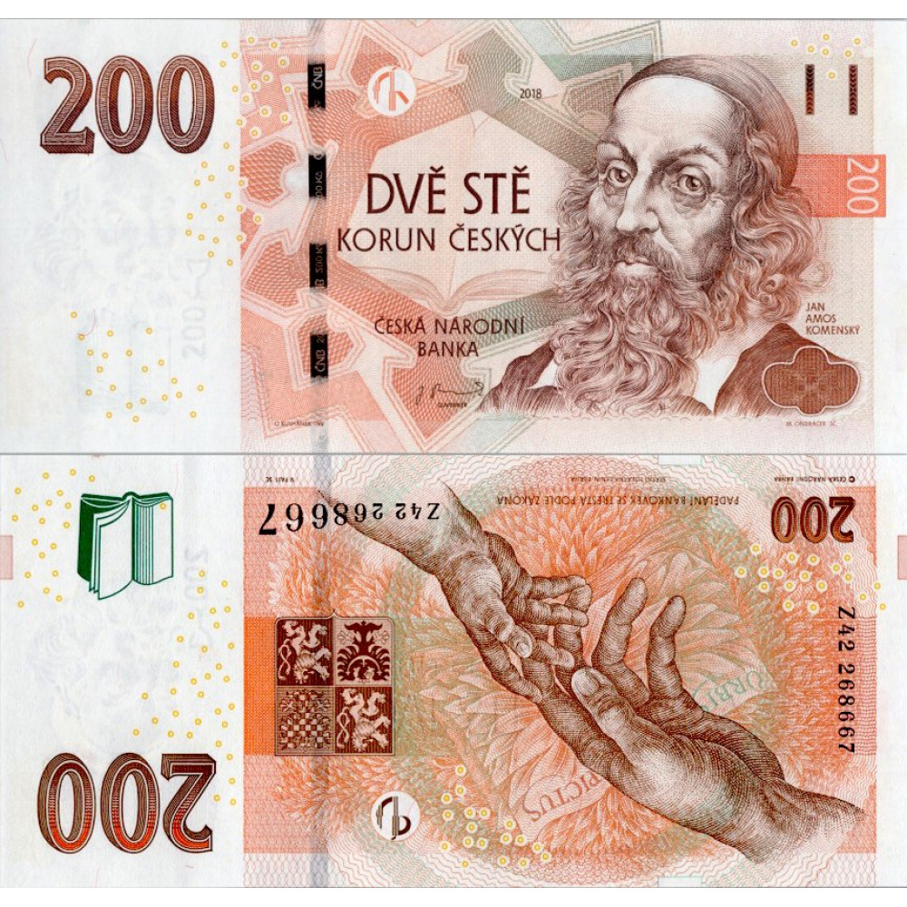 Bankovka ČR, 200 Kč, Pi. 19, N/UNC, 2018, serie Z, 42 Bankovka ČR, 200 Kč, Pi. 19, N/UNC, 2018, serie Z, 42