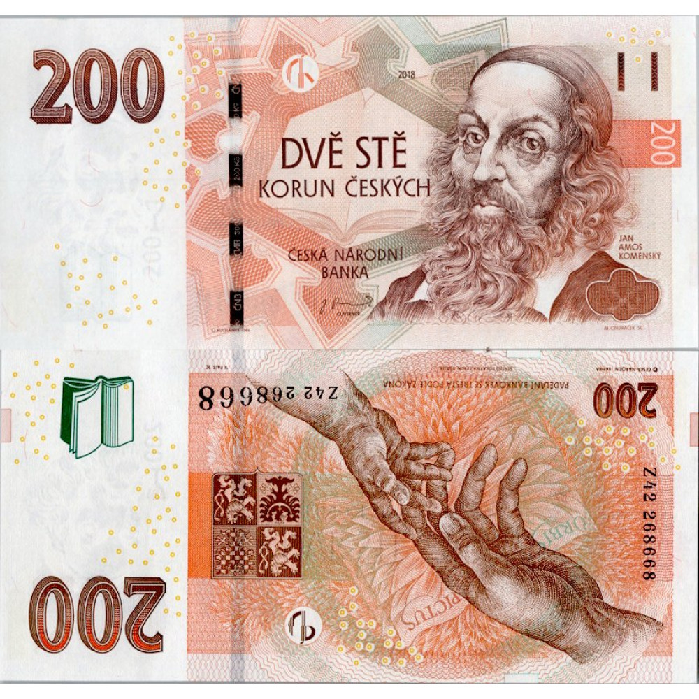 Bankovka ČR, 200 Kč, Pi. 19, N/UNC, 2018, serie Z, 42 Bankovka ČR, 200 Kč, Pi. 19, N/UNC, 2018, serie Z, 42